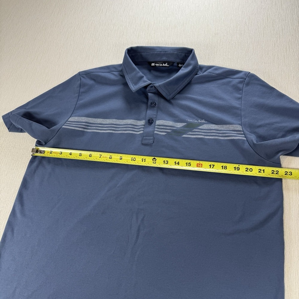 Travis Mathew Short Sleeved Blue‎ Striped Cotton/Poly Polo Golf Shirt Men's XL - Picture 4 of 8